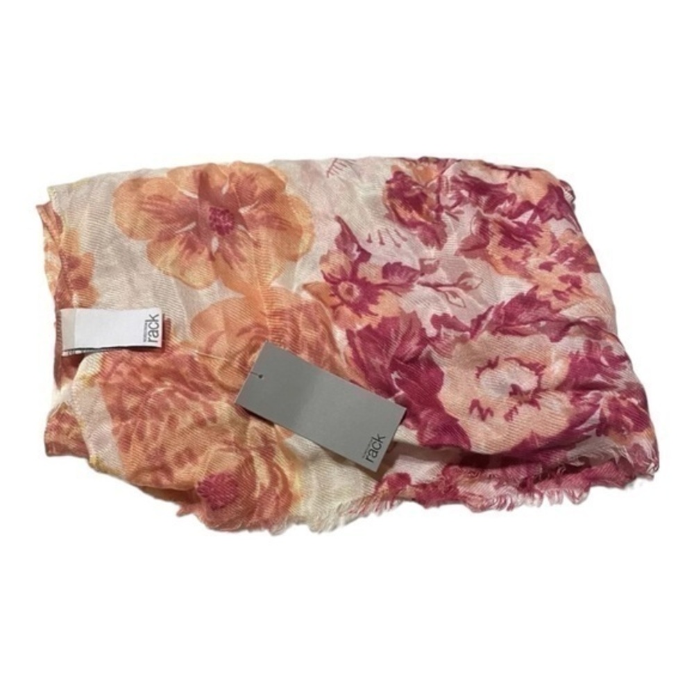 Nordstrom Rack Womens Pink Combo Floral Scarf Eyelash Fringe Lightweight OS